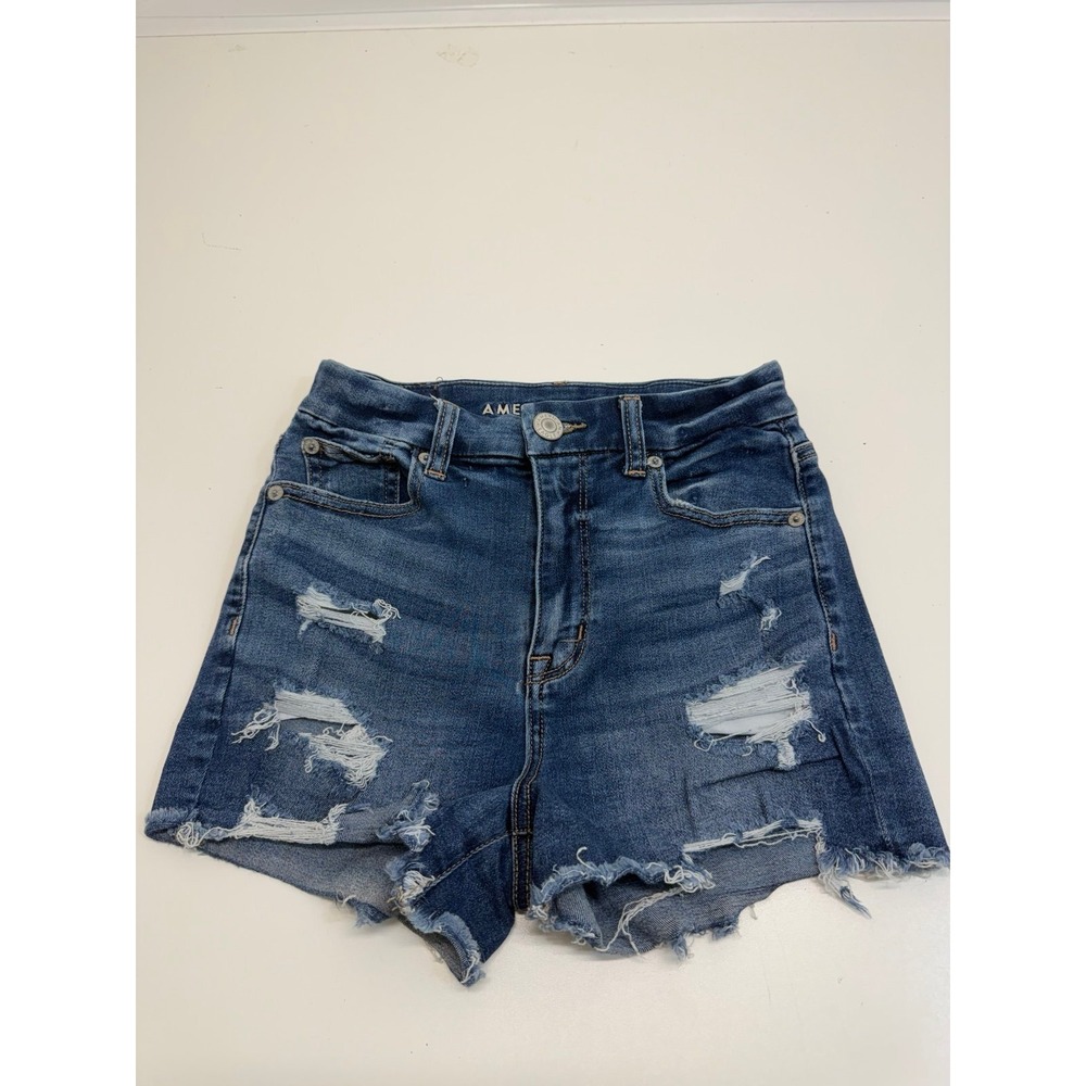 American Eagle Women's Size 0 Shorts Curvy Hi-Rise Shortie Distressed
